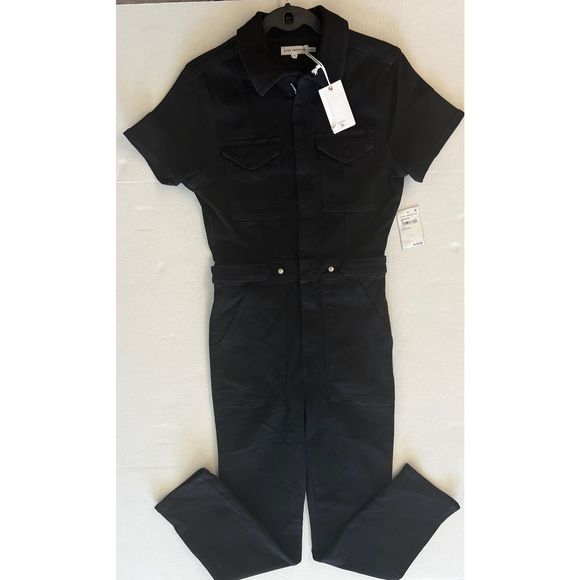 Good American GMJS731B Woman Sz 2/Medium Fit For Success Black Denim Jumpsuit - Picture 2 of 11